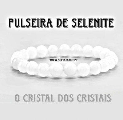 Pulseira de selenite em contas esféricas brancas