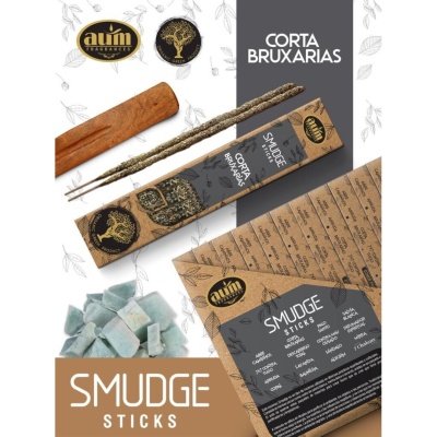 Pauzinhos Smudge Sticks auîm com embalagem castanha e ervas secas