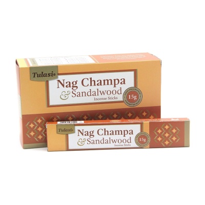 Caixas de incenso Tulasi Nag Champa & Sandalwood com pesos 15g
