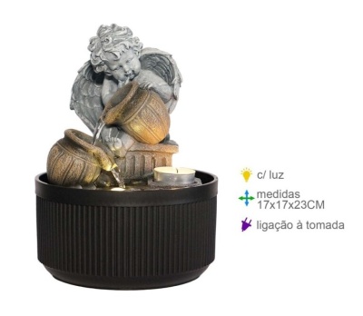 Fonte decorativa com anjo e luz LED