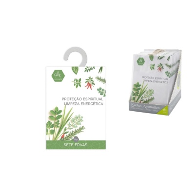 Sachê aromático setes ervas com proteção espiritual e limpeza energética
