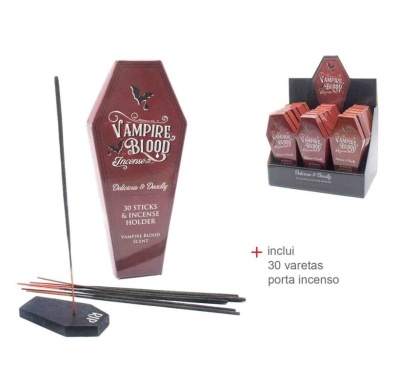 Incenso Vampire Blood com suporte e embalagem em forma de caixão