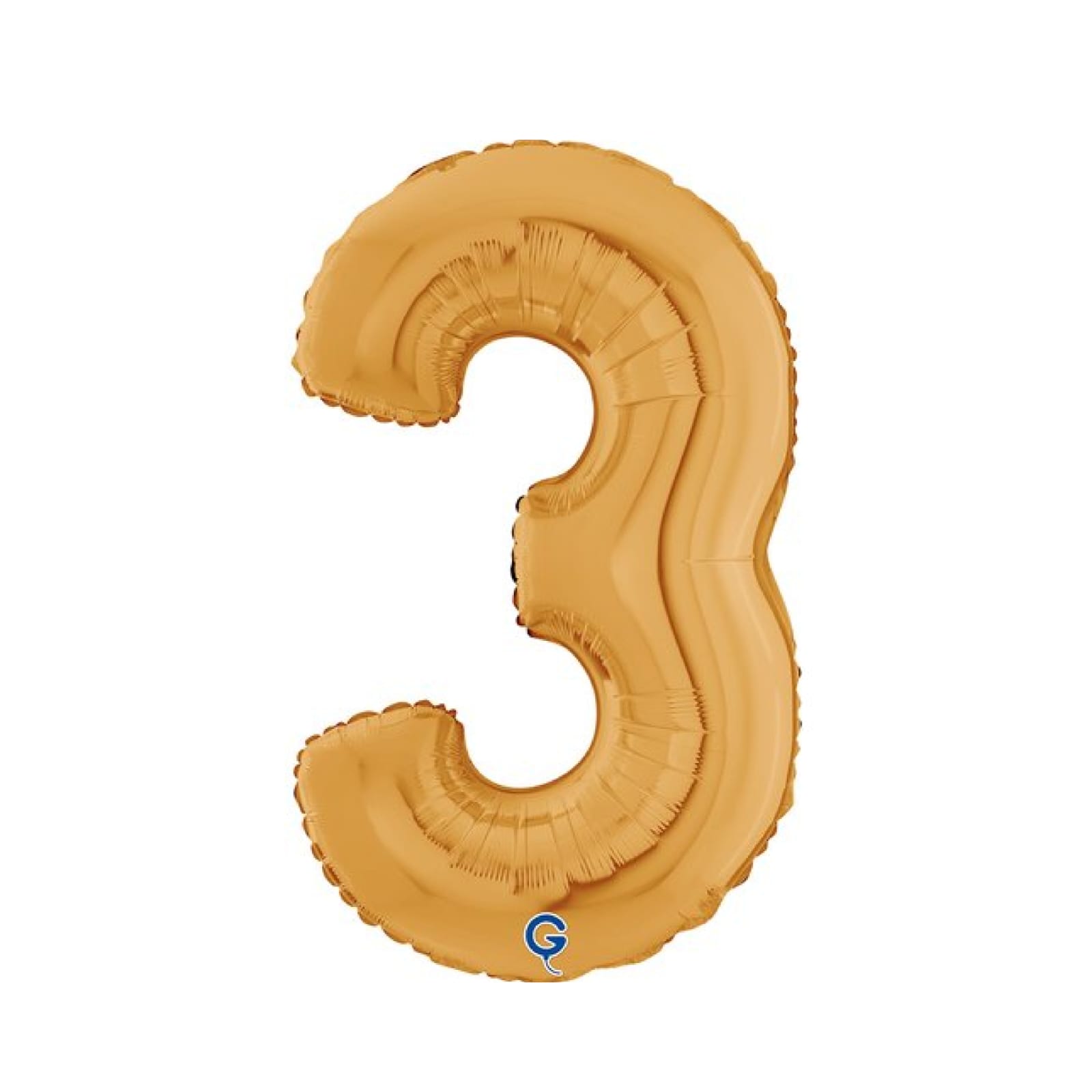 Balão Foil Nº 3 Dourado - 66cm Balão metálico dourado em forma do número 3
