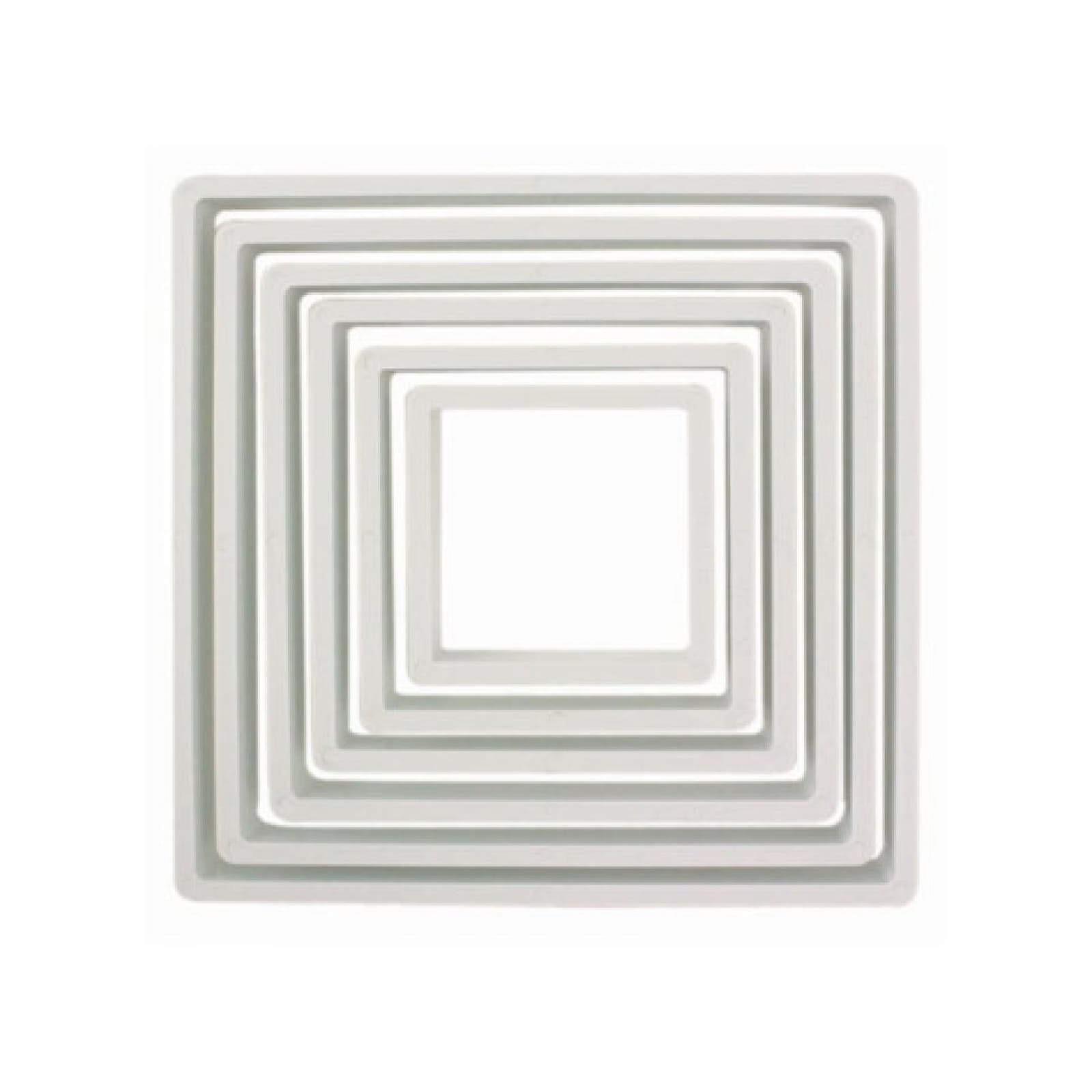 Conjunto de 6 Cortadores Quadrados | PME Conjunto de moldes quadrados brancos empilhados