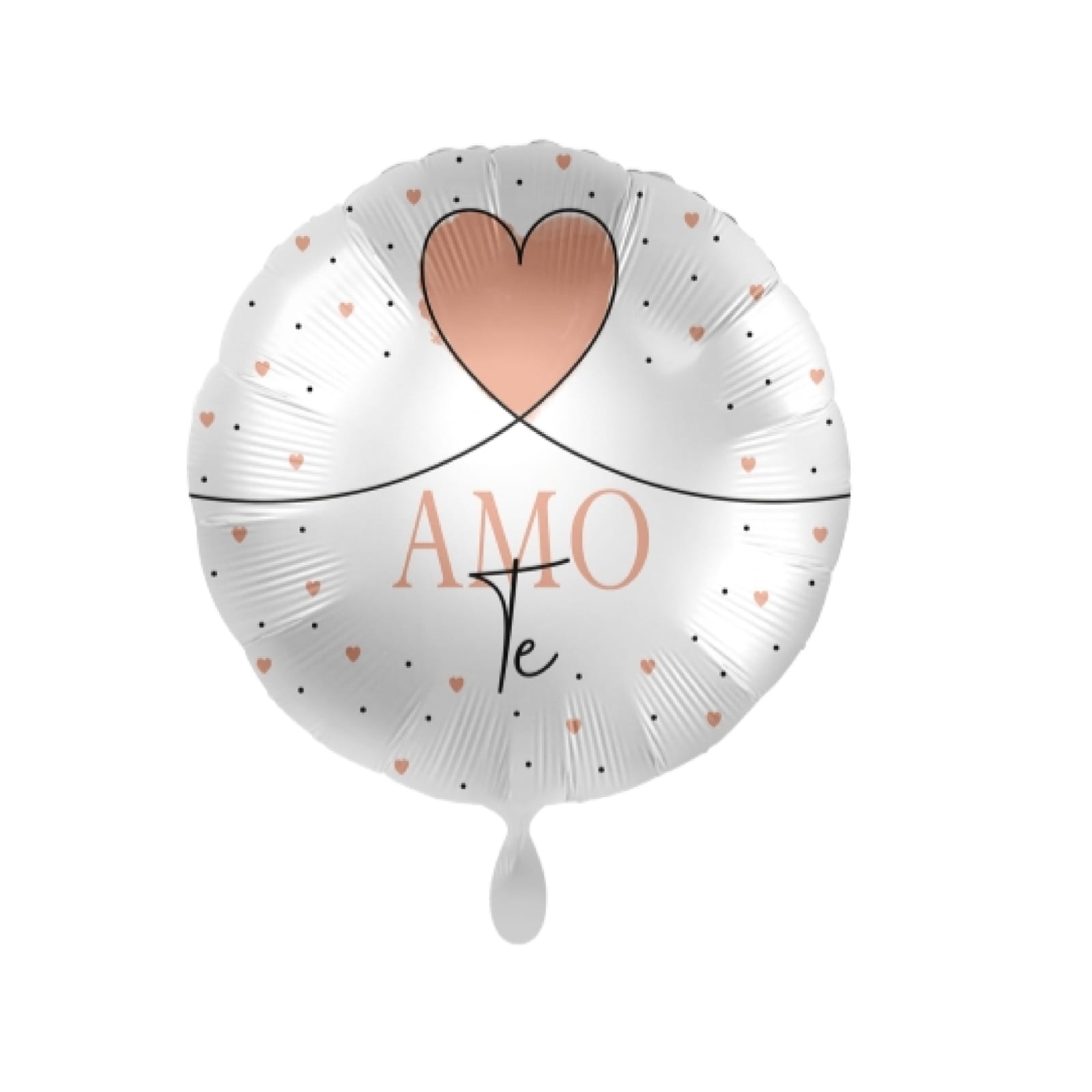 Balão Foil "Amo-te" - 43cm Balão redondo branco com corações cor-de-rosa e texto AMO Te
