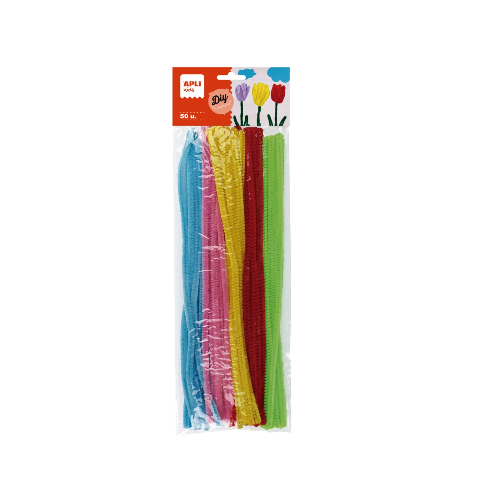 Kit 50 Arames de Chenille Cores Fluorescentes | Apli Pacote de purpurinas de chenille coloridas APLI KIDS