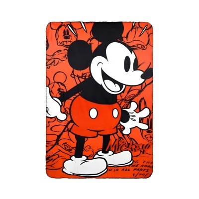 Manta vermelha com estampa do Mickey Mouse em preto, branco e vermelho