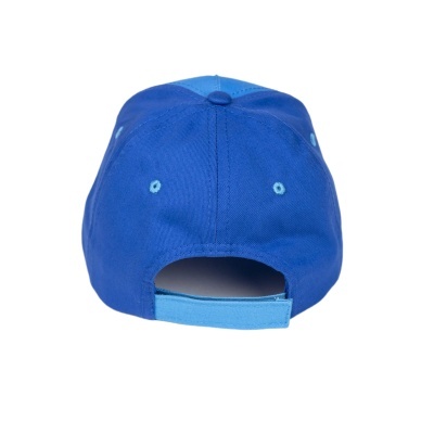 boné azul com fecho ajustável visto de trás