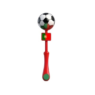 Escova de dentes vermelha com bola de futebol e bandeira de Portugal