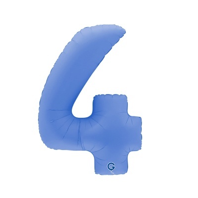 Balão azul formato número 4 com logo G
