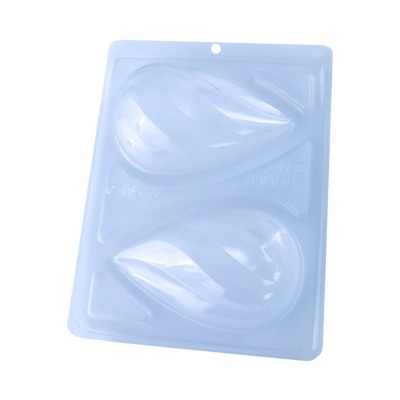 Forma plástica transparente com moldes em forma de gotas