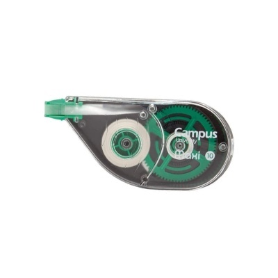 Corrector em fita transparente com engrenagens verdes