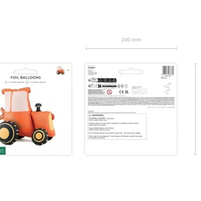 Embalagem de balão em forma de trator cor de laranja com texto FOIL BALLOONS