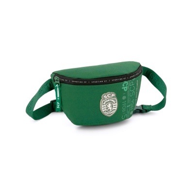 Bolsa de cintura verde com escudo SCP e texto Sporting CP