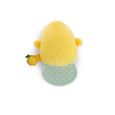 Pelúcia amarela com base azul clara texturizada