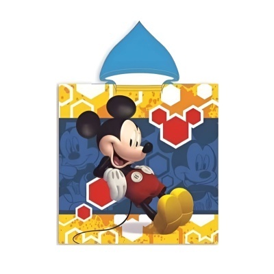 Toalha poncho com estampa do Mickey Mouse e capuz azul