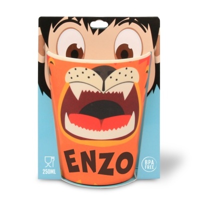 Copo infantil com design de leão e nome ENZO