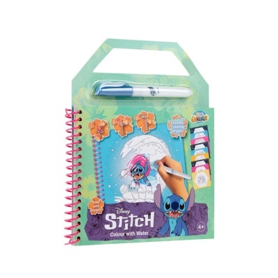 Livro para colorir Disney Stitch Colour with Water com marcador e embalagem com alça