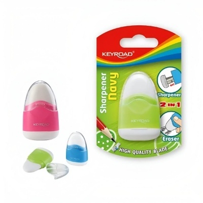 Apontadores de lápis coloridos KEYROAD com tampas transparentes e embalagem colorida