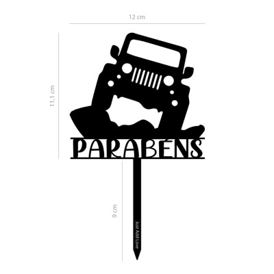 Decoração preto topo de bolo com carro e texto PARABÉNS