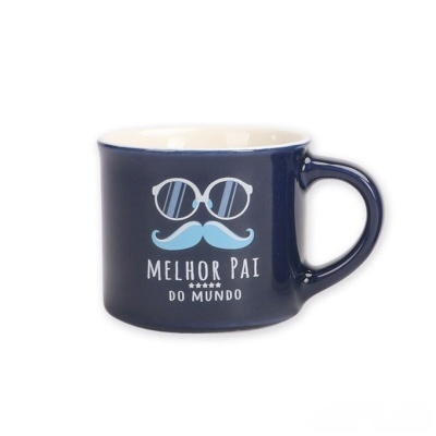 Caneca azul escura com decoração e texto para o pai