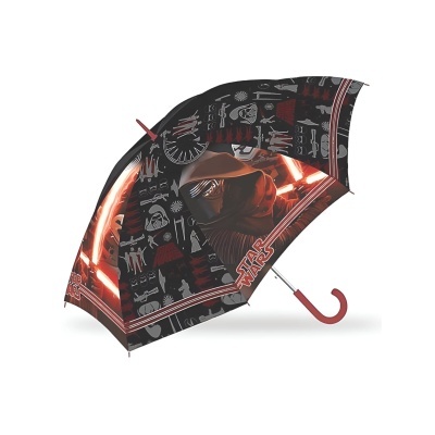 Guarda-chuva infantil Star Wars preto e vermelho com imagem de Kylo Ren