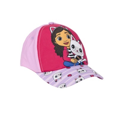 Boné colorido infantil com desenho de rapariga e gato