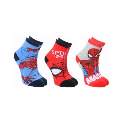Três pares de meias infantis coloridas com o Spiderman