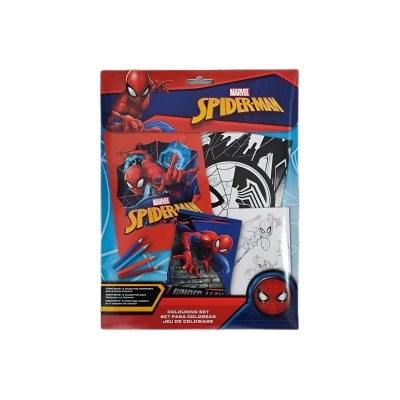 Conjunto de colorir Marvel Spider-Man com livros e lápis de cor em embalagem colorida