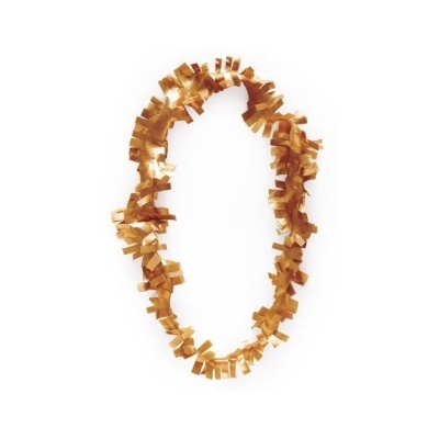 Colar festivo de tiras de papel dourado com textura brilhante