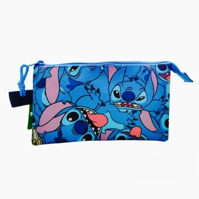 Estojo escolar azul com estampado do personagem Stitch