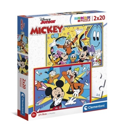 Caixa de puzzle Disney Junior Mickey com 2x20 peças coloridas para crianças