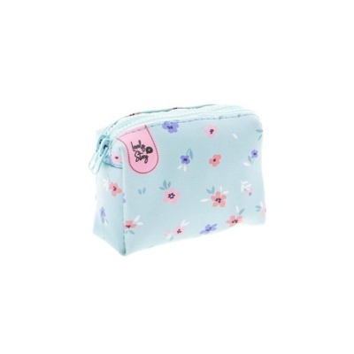 Bolsa azul claro com padrão floral e etiqueta 'Little Story'