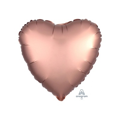 Balão metálico cor de rosa em formato de coração com logótipo anagram