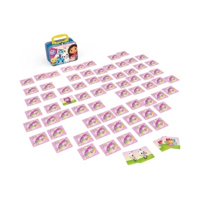 Jogo da memória com cartas coloridas e caixa azul com asa amarela