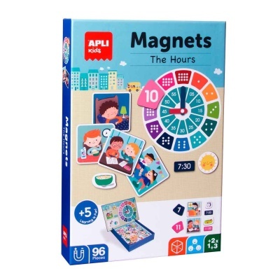 Caixa de jogo educativo APL kids Magnets The Hours com peças magnéticas coloridas para aprender as horas