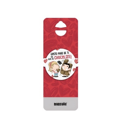 Marcador de livro vermelho com mensagem divertida e ilustração de personagens