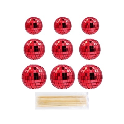Set de bolas disco vermelhas e palitos de madeira