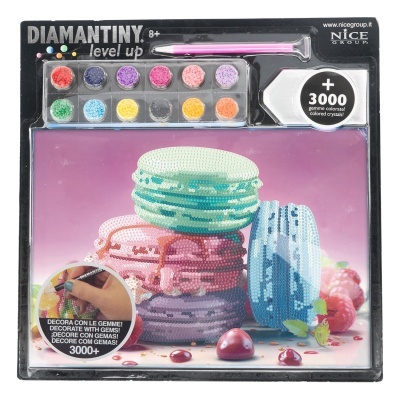 Kit de arte Diamantiny com gemas coloridas e aplicação para decorar, tema macarons.