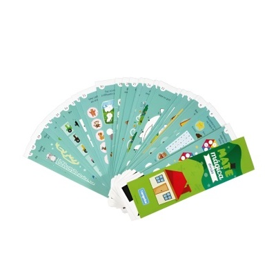 Cartas ilustradas educativas com suporte verde