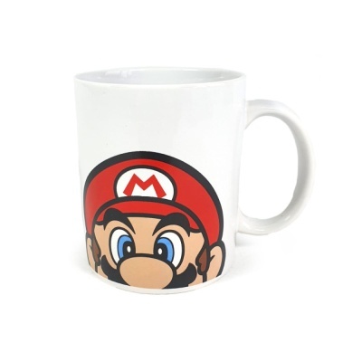 Caneca de cerâmica branca com estampa do Mario