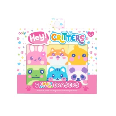 Conjunto de borrachas com animais coloridos em embalagem decorativa