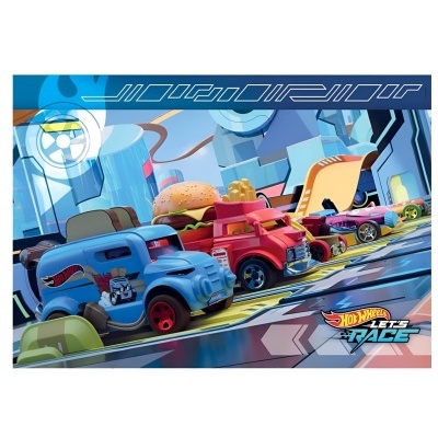 Carros de brinquedo Hot Wheels coloridos em pista futurista