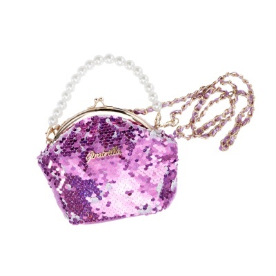 Mala pequena lilás com lantejoulas e alças distintas