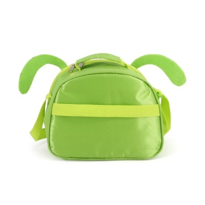 Mochila pequena verde com orelhas em feltro