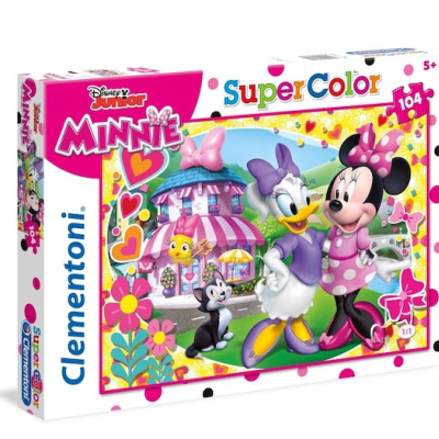 Caixa colorida de quebra-cabeças Disney Minnie com 104 peças