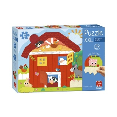 Caixa de puzzle XXL com imagem de quinta e animais para crianças a partir de 2 anos.