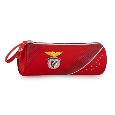 Estojo vermelho com emblema do SL Benfica e fecho prateado