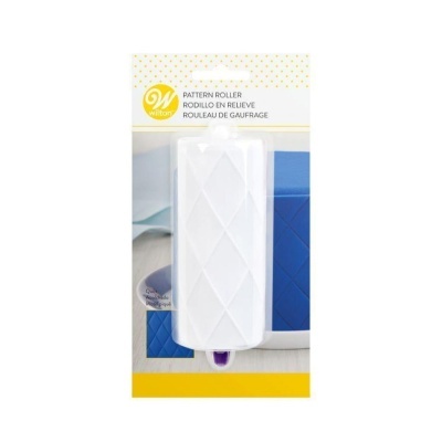 Rolo padrão Wilton branco em plástico com padrão de losangos em relevo