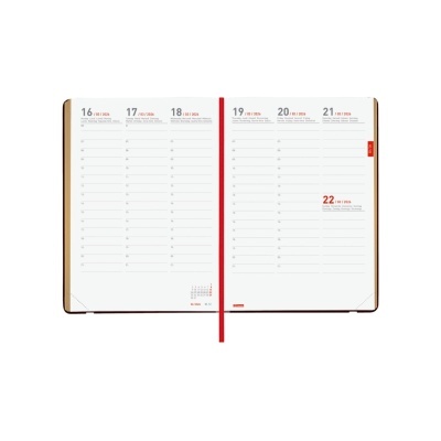 Agenda semanal aberta com datas de outubro e marcador vermelho